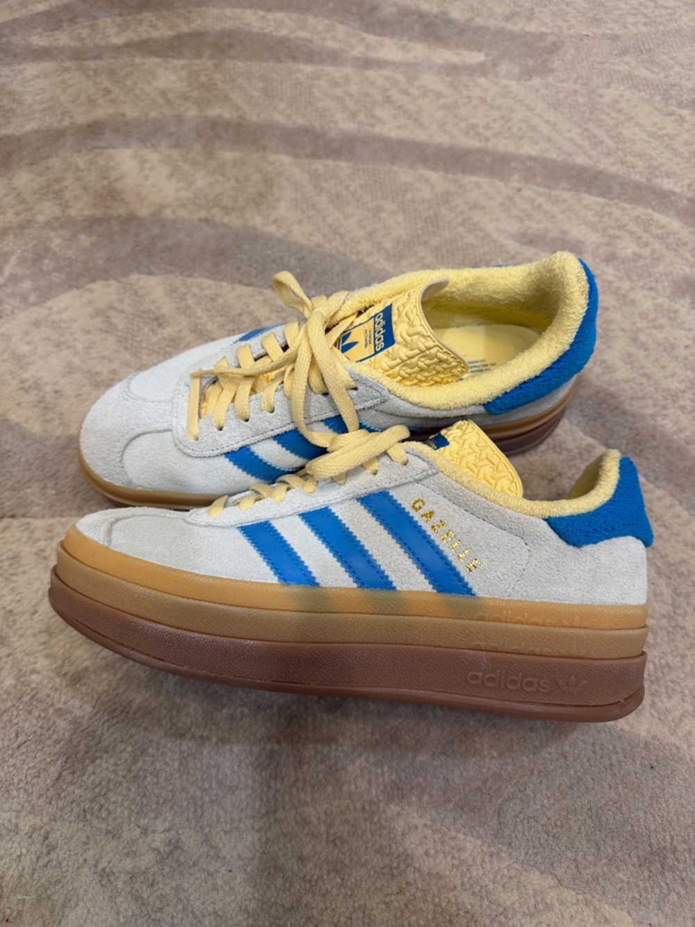 adidas Women’s Gazelle Sneaker - Light Blue, Blue & Yellow